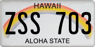 HI license plate ZSS703