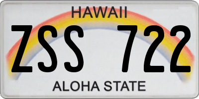 HI license plate ZSS722