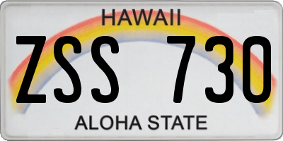 HI license plate ZSS730