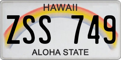 HI license plate ZSS749