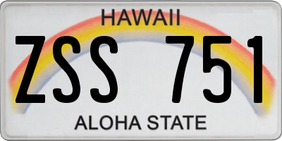 HI license plate ZSS751
