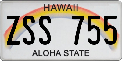 HI license plate ZSS755