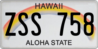 HI license plate ZSS758