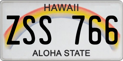 HI license plate ZSS766