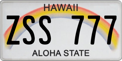 HI license plate ZSS777