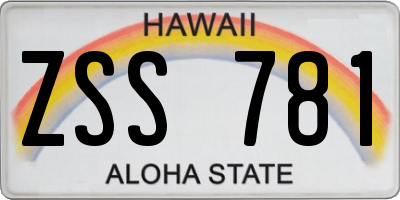 HI license plate ZSS781