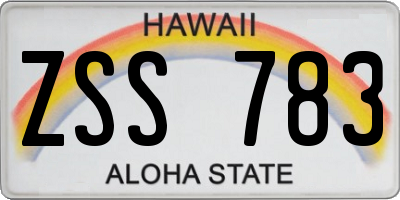 HI license plate ZSS783