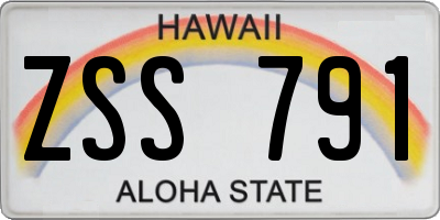 HI license plate ZSS791