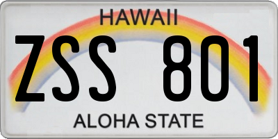HI license plate ZSS801