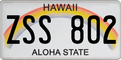 HI license plate ZSS802