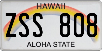 HI license plate ZSS808