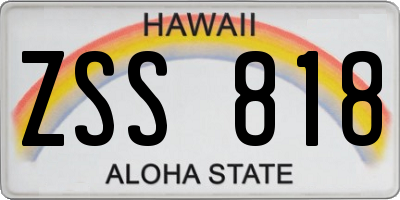 HI license plate ZSS818