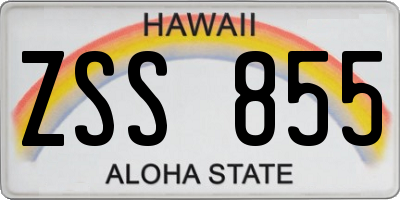 HI license plate ZSS855
