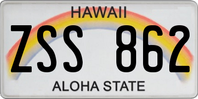 HI license plate ZSS862