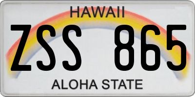 HI license plate ZSS865
