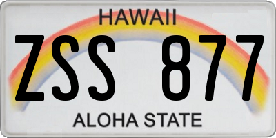 HI license plate ZSS877