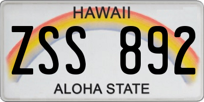 HI license plate ZSS892