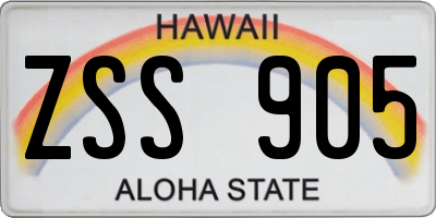HI license plate ZSS905
