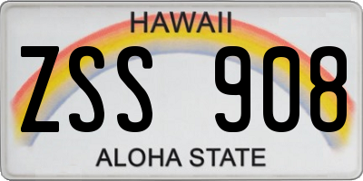 HI license plate ZSS908