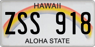 HI license plate ZSS918
