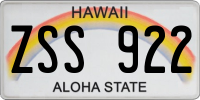 HI license plate ZSS922