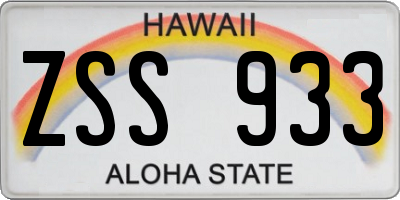 HI license plate ZSS933