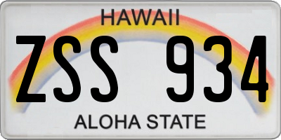 HI license plate ZSS934