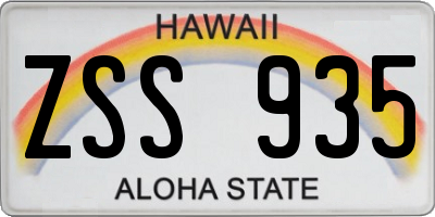 HI license plate ZSS935