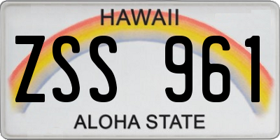 HI license plate ZSS961