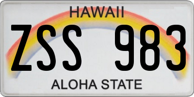 HI license plate ZSS983