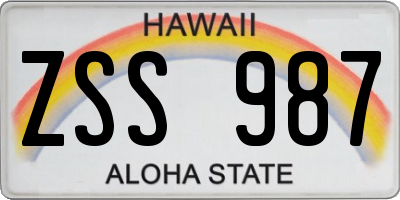 HI license plate ZSS987