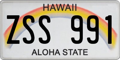 HI license plate ZSS991