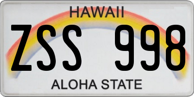 HI license plate ZSS998