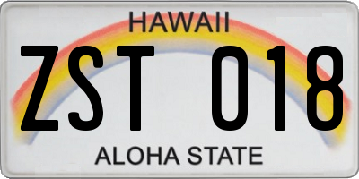 HI license plate ZST018