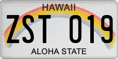 HI license plate ZST019