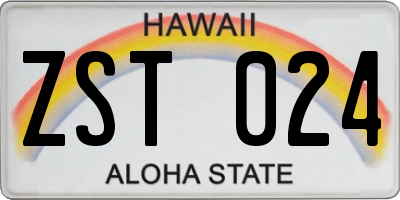HI license plate ZST024