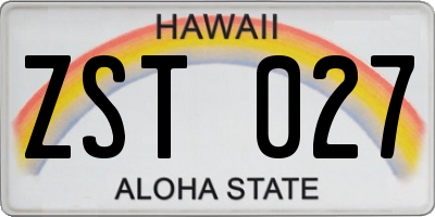 HI license plate ZST027