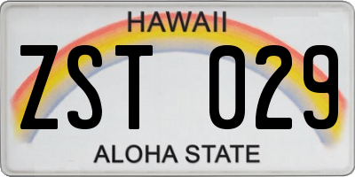 HI license plate ZST029