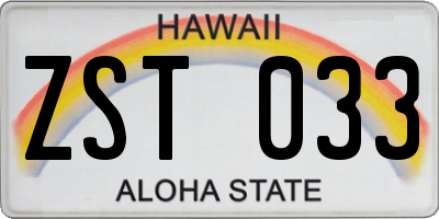 HI license plate ZST033