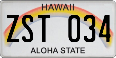 HI license plate ZST034