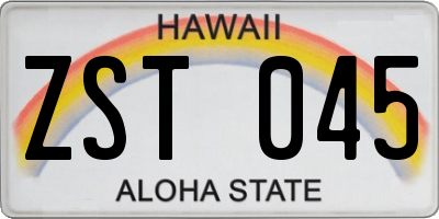 HI license plate ZST045