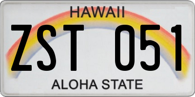 HI license plate ZST051