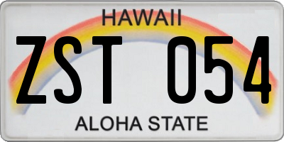 HI license plate ZST054