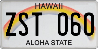 HI license plate ZST060