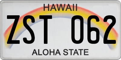 HI license plate ZST062