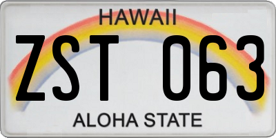 HI license plate ZST063