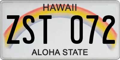 HI license plate ZST072
