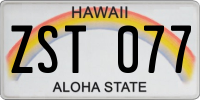 HI license plate ZST077