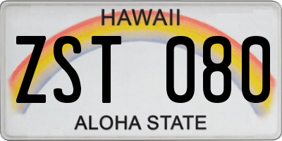 HI license plate ZST080