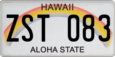 HI license plate ZST083